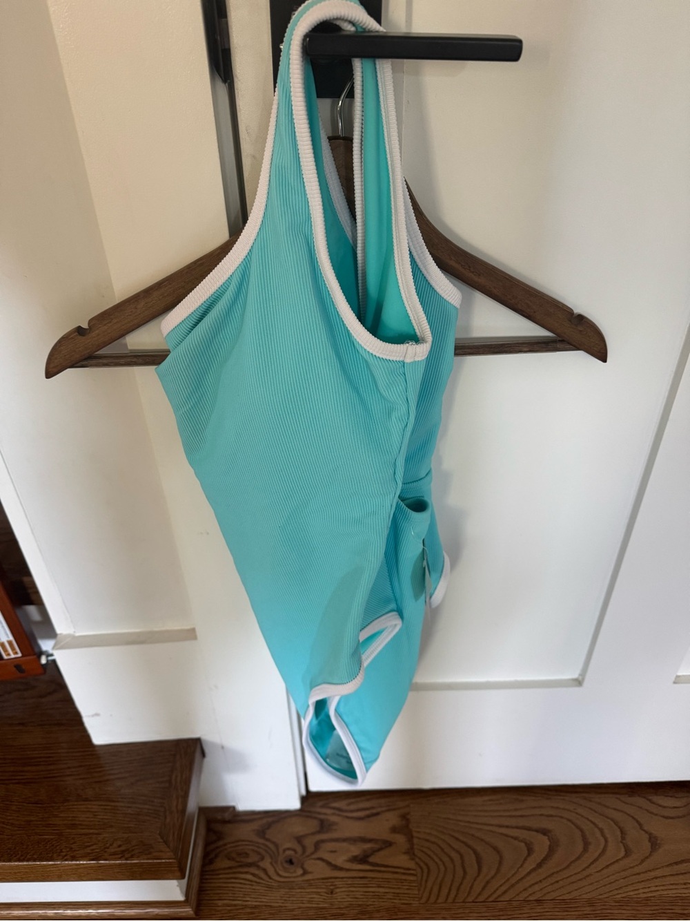 LainSnow Aqua One-Piece Swimsuit with White Trim - Picture 2 of 3